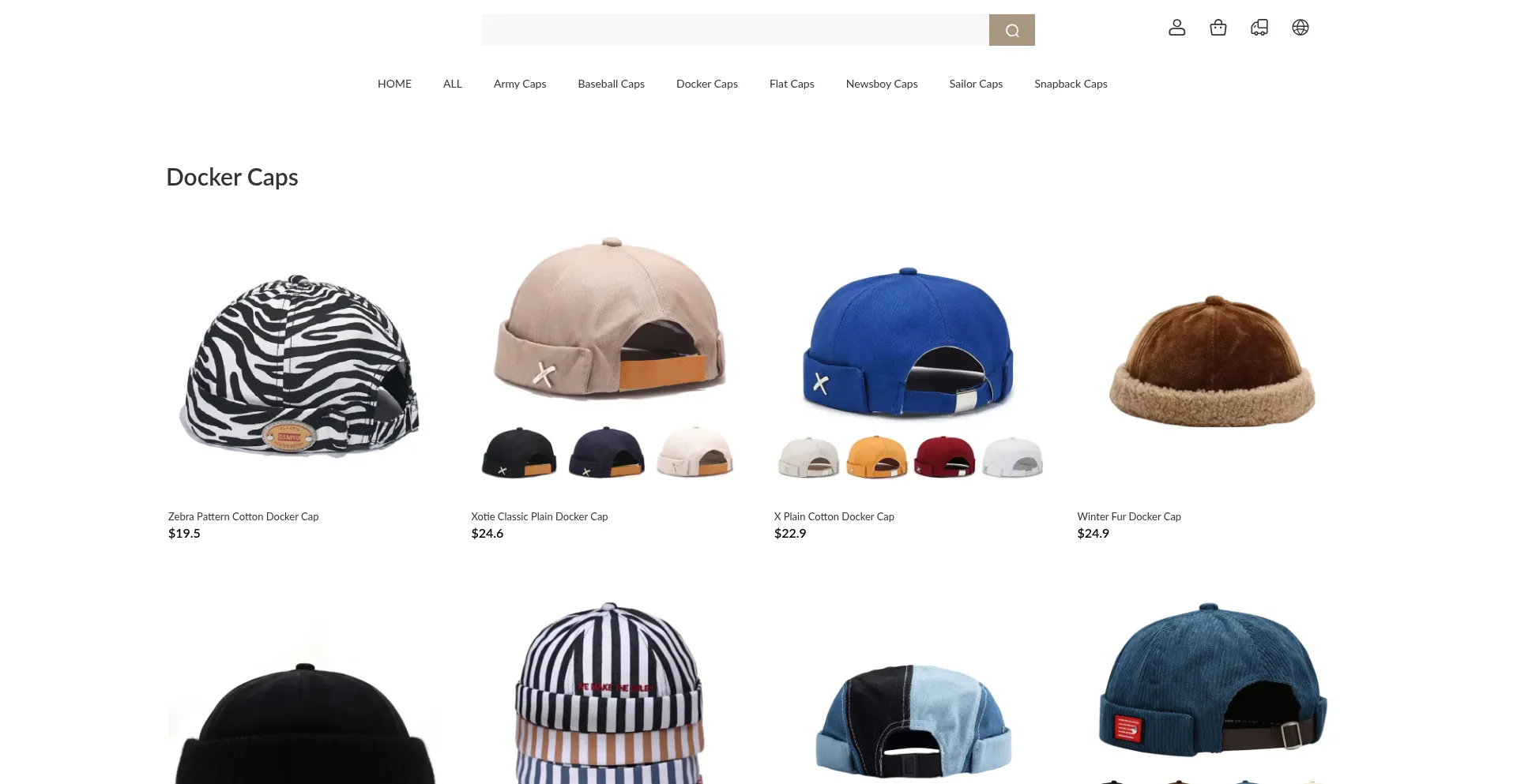 Website screenshot of Rosemarycaps.com