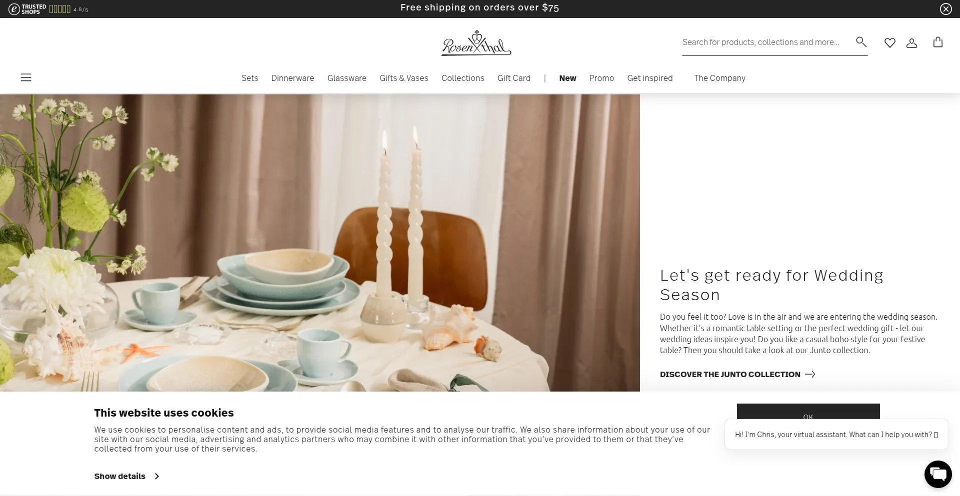 Website screenshot of Rosenthalusa-shop.com
