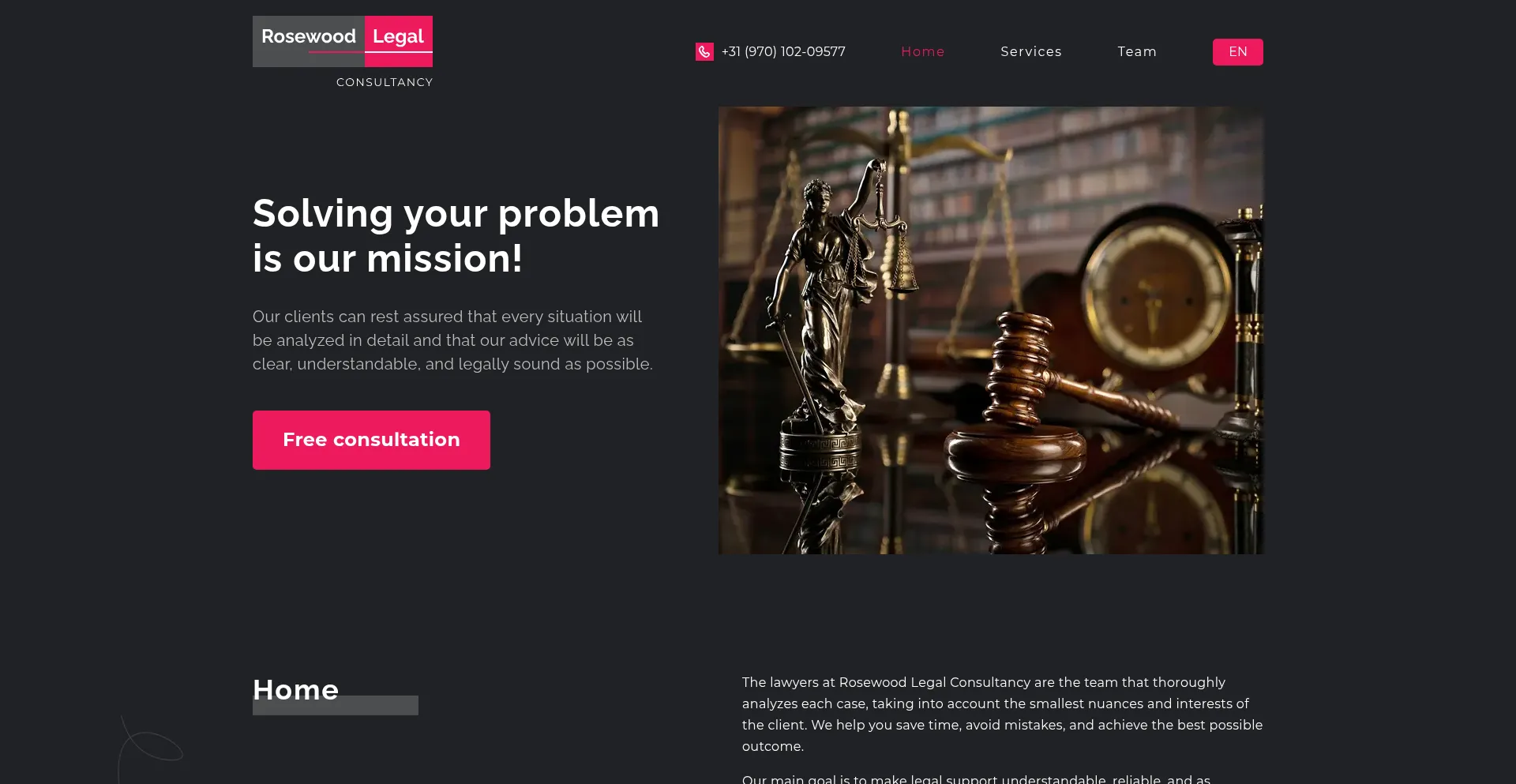 Website screenshot of Rosewood-legal.com
