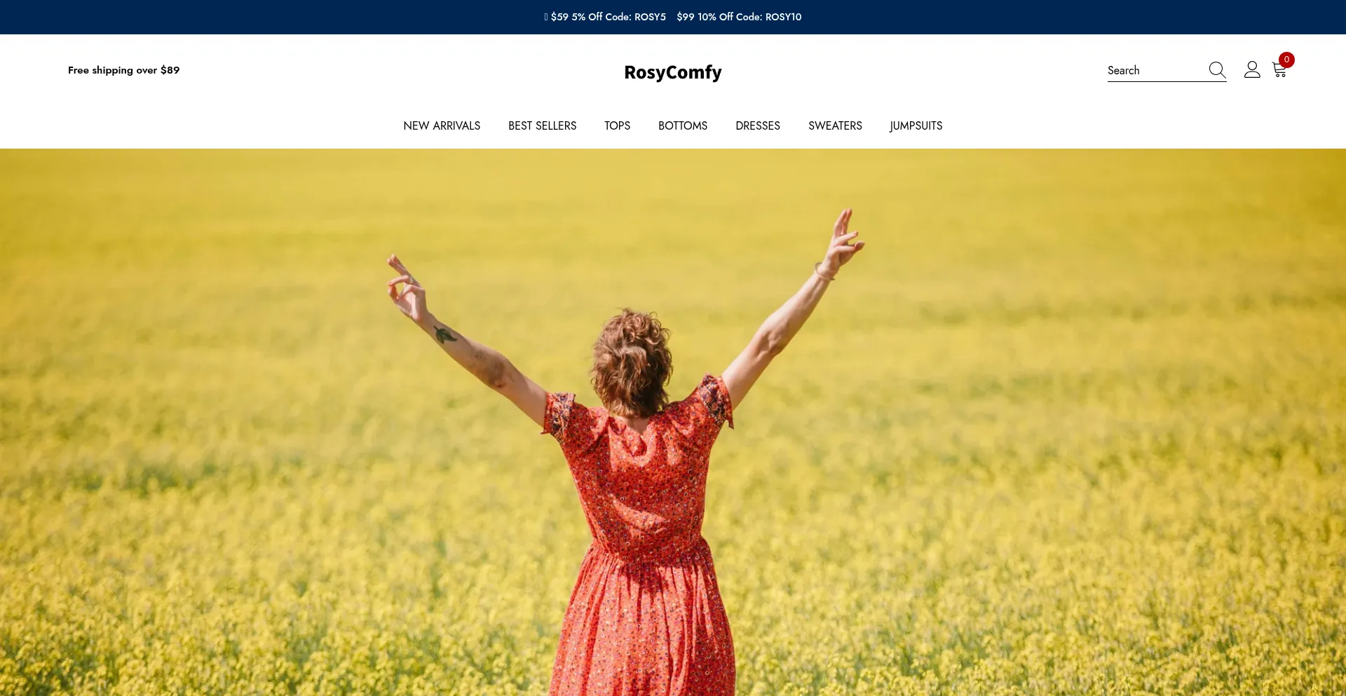 Website screenshot of Rosycomfy.com