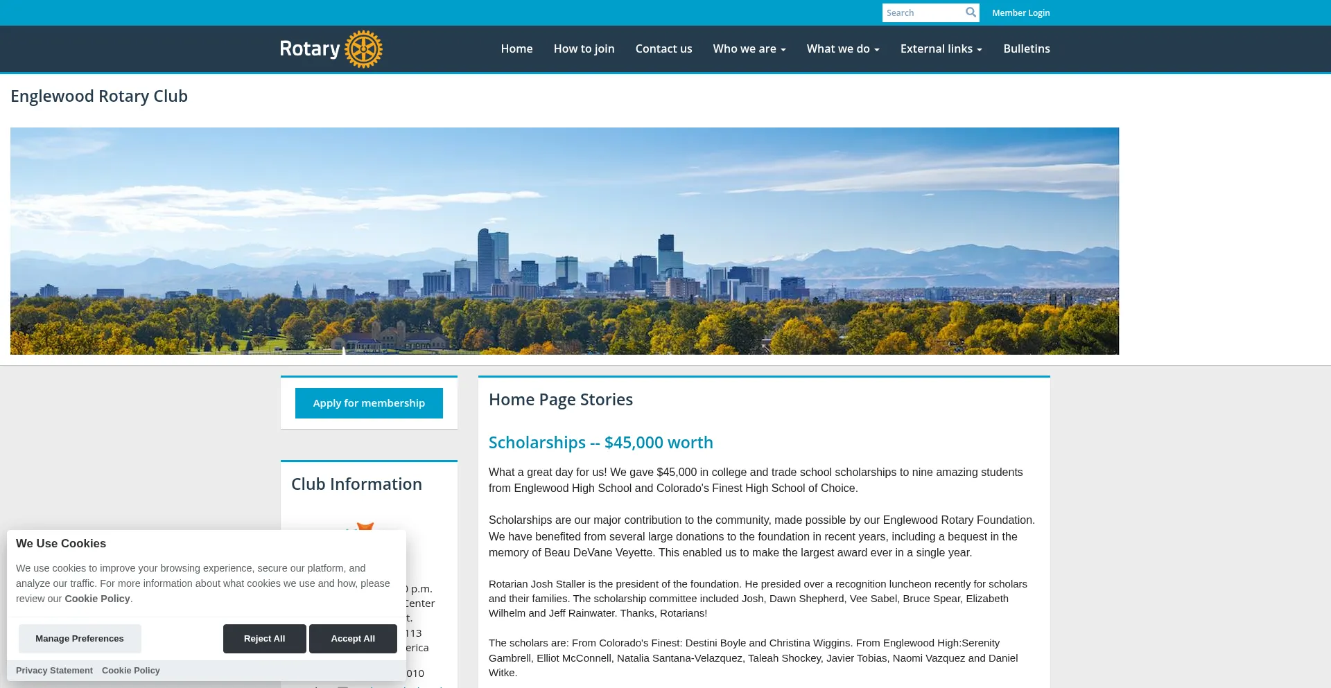 Website screenshot of Rotaryclubofenglewood.org