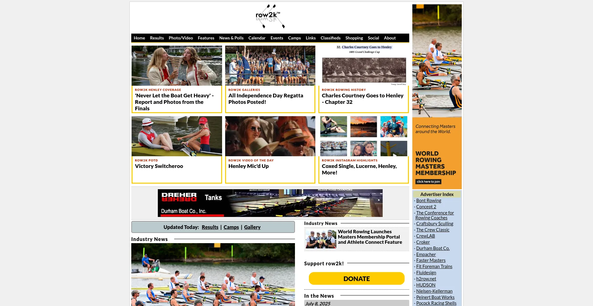 Website screenshot of Row2k.com