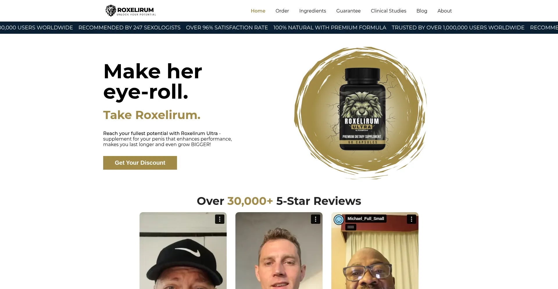 Website screenshot of Roxelirum.com