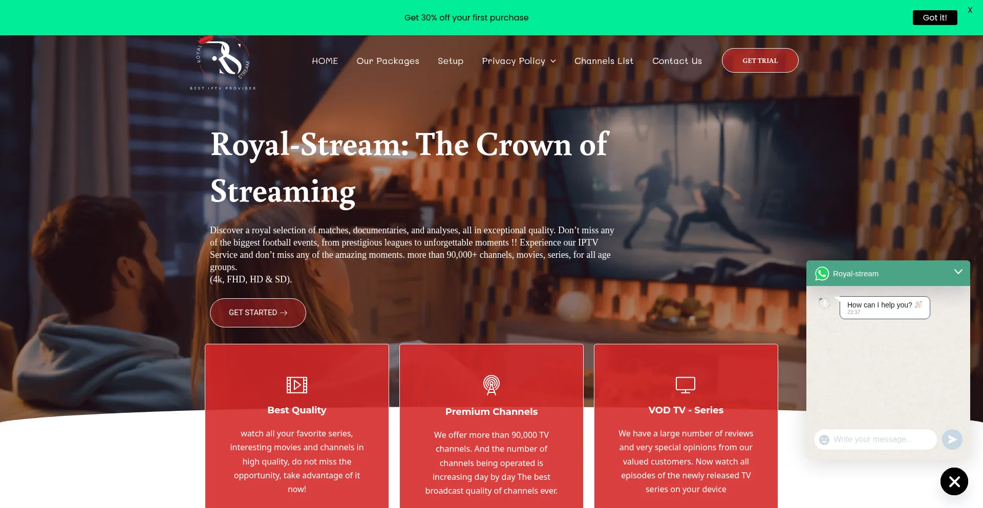 Website screenshot of Royal-stream.com