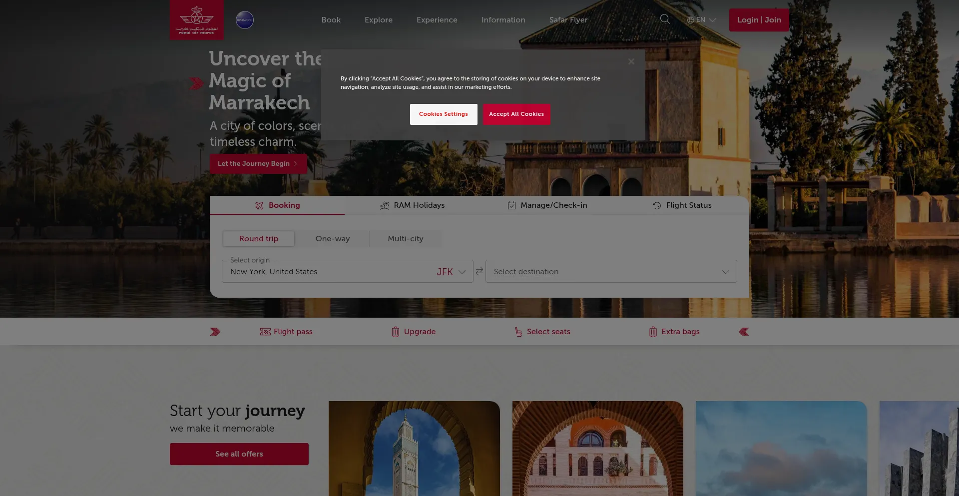 Website screenshot of Royalairmaroc.com