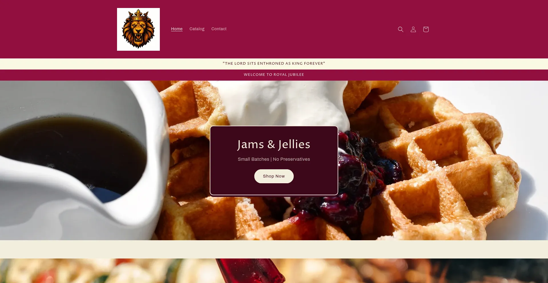 Website screenshot of Royaljubileesauces.com