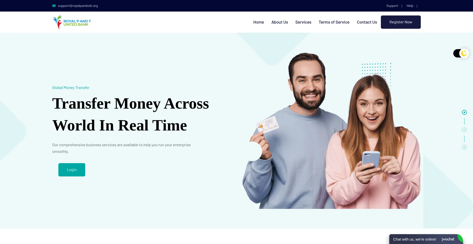 Website screenshot of Royalpandtub.org