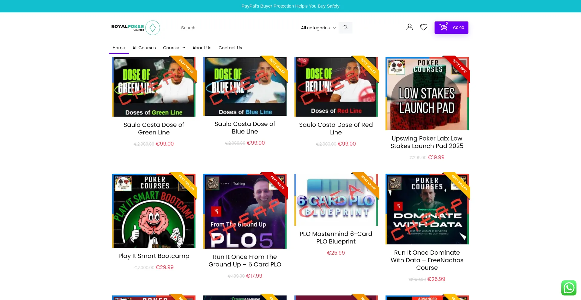 Website screenshot of Royalpokercourses.com