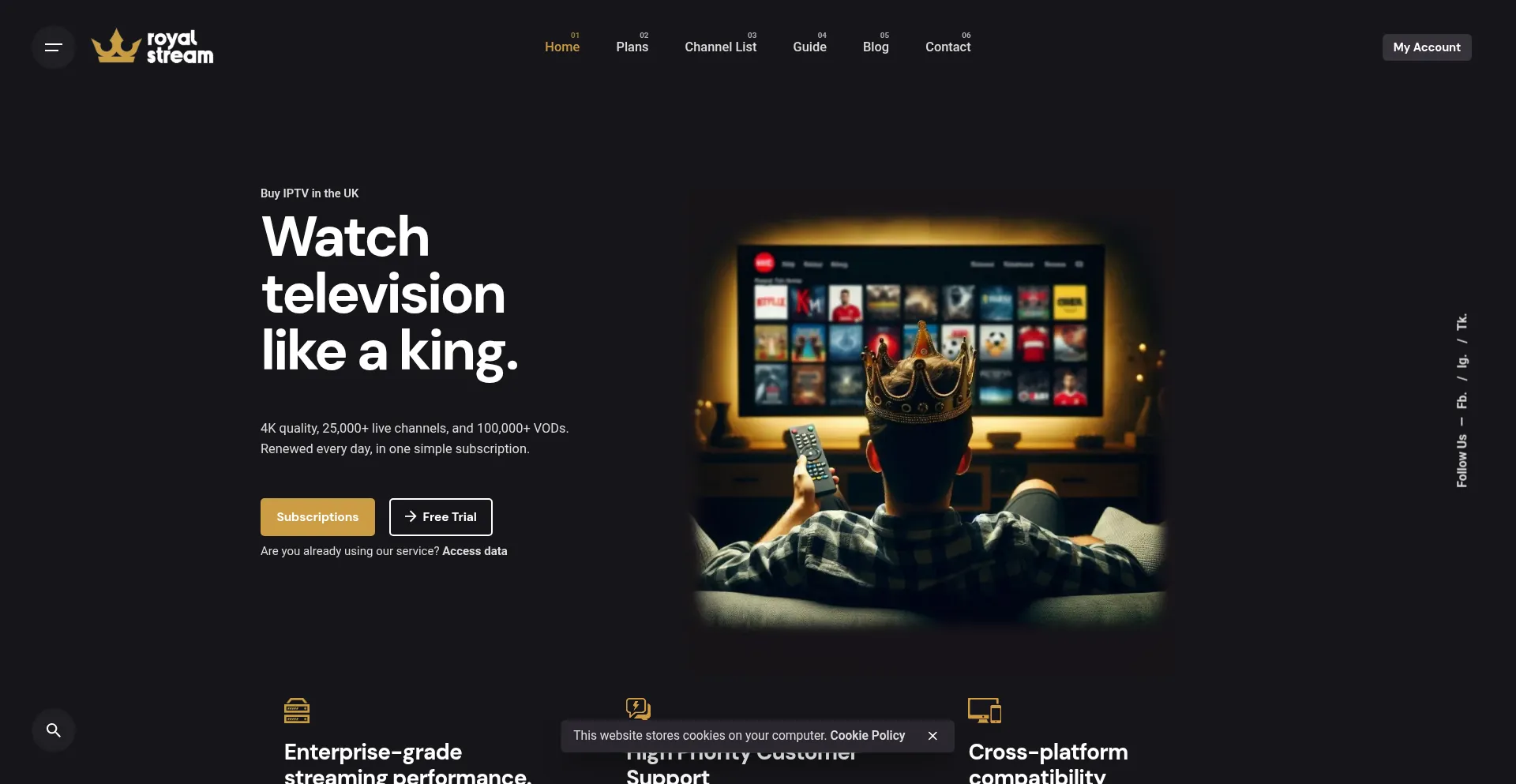 Website screenshot of Royalstream.co.uk