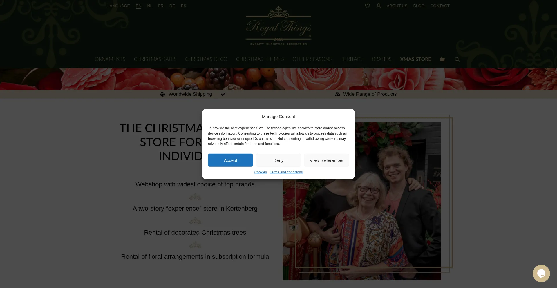 Website screenshot of Royalthings.christmas
