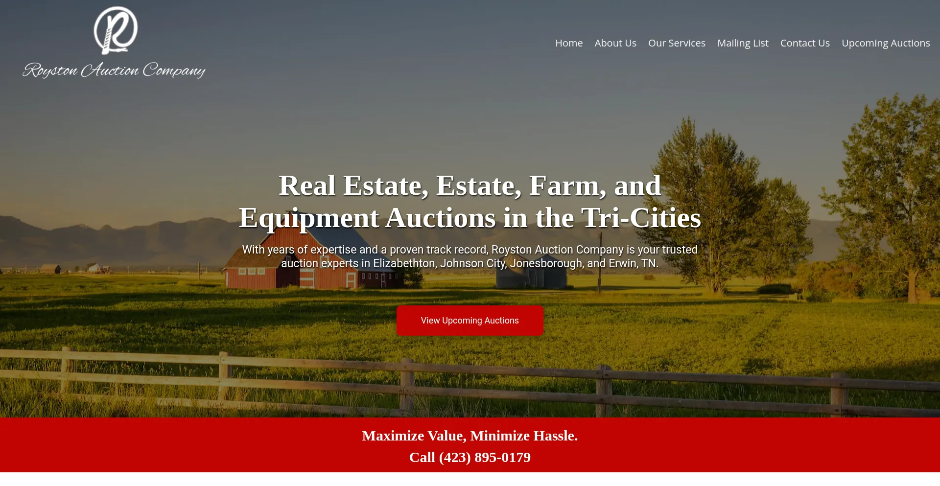 Website screenshot of Roystonauctions.com