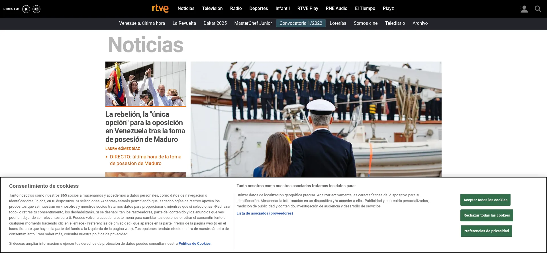 Website screenshot of Rtve.es
