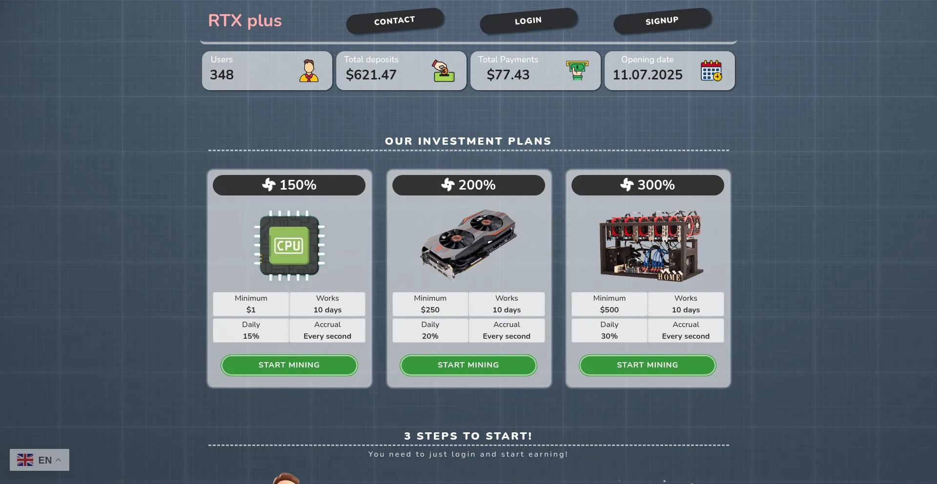 Website screenshot of Rtxplus.biz
