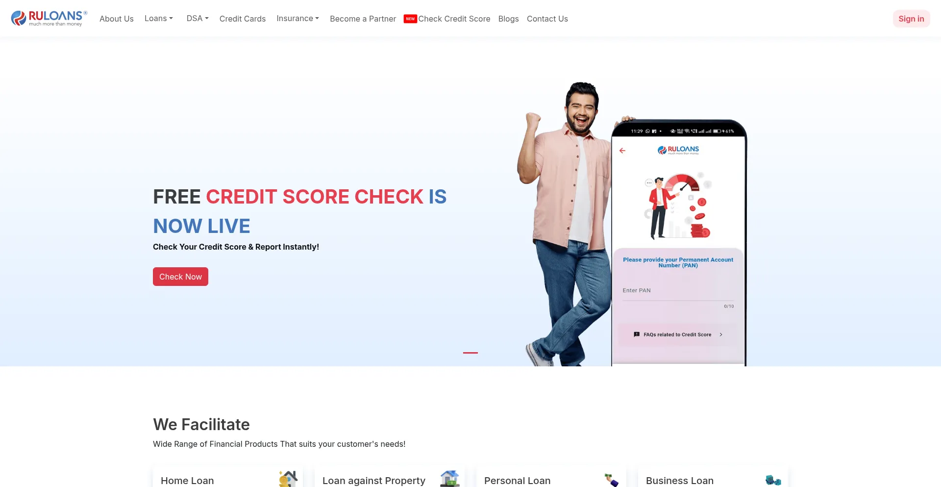 Website screenshot of Ruloans.com