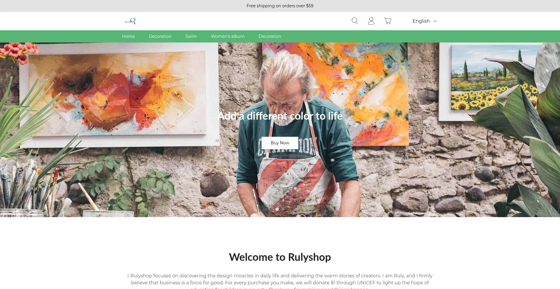 Website screenshot of Rulyshop.com