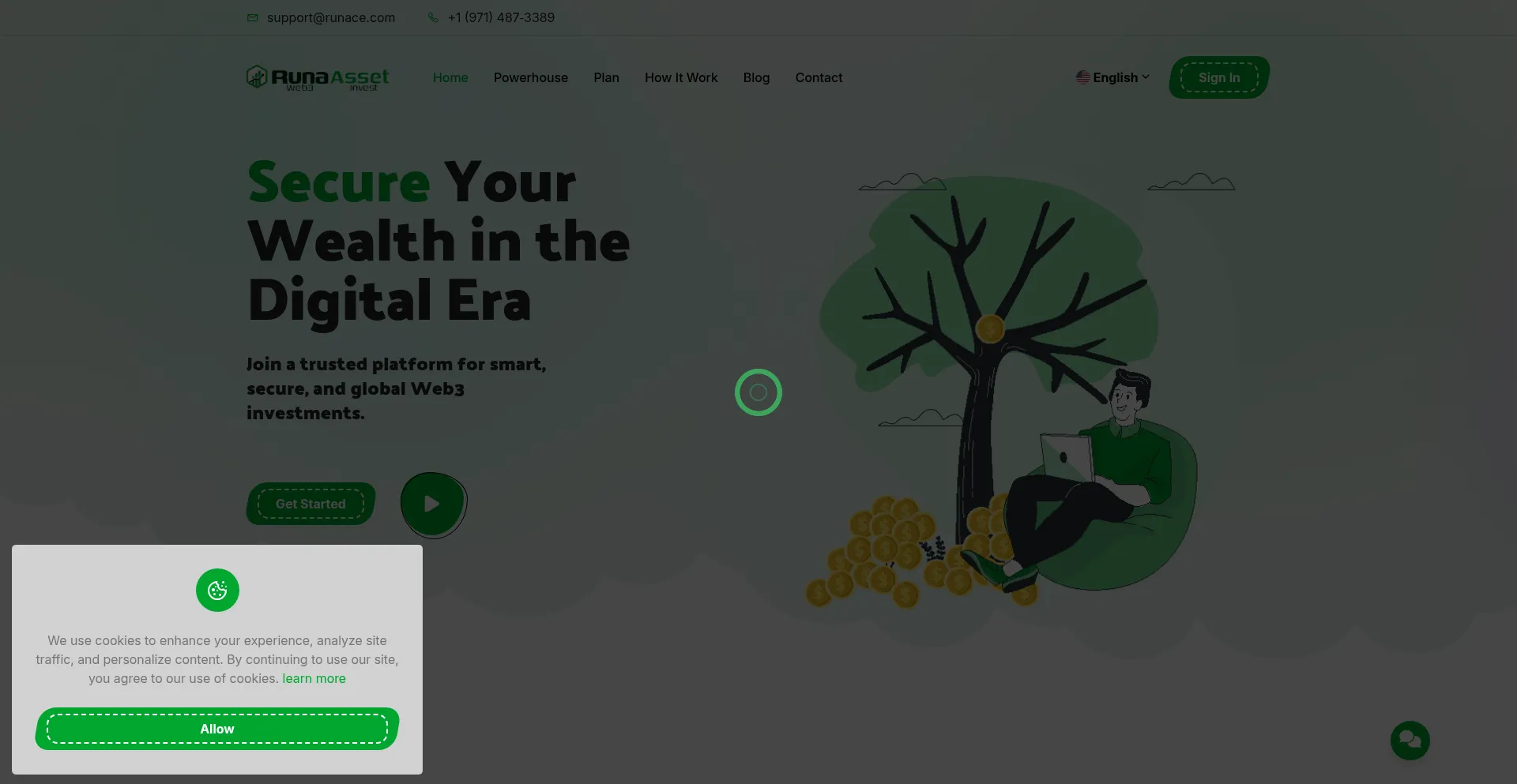 Website screenshot of Runace.com