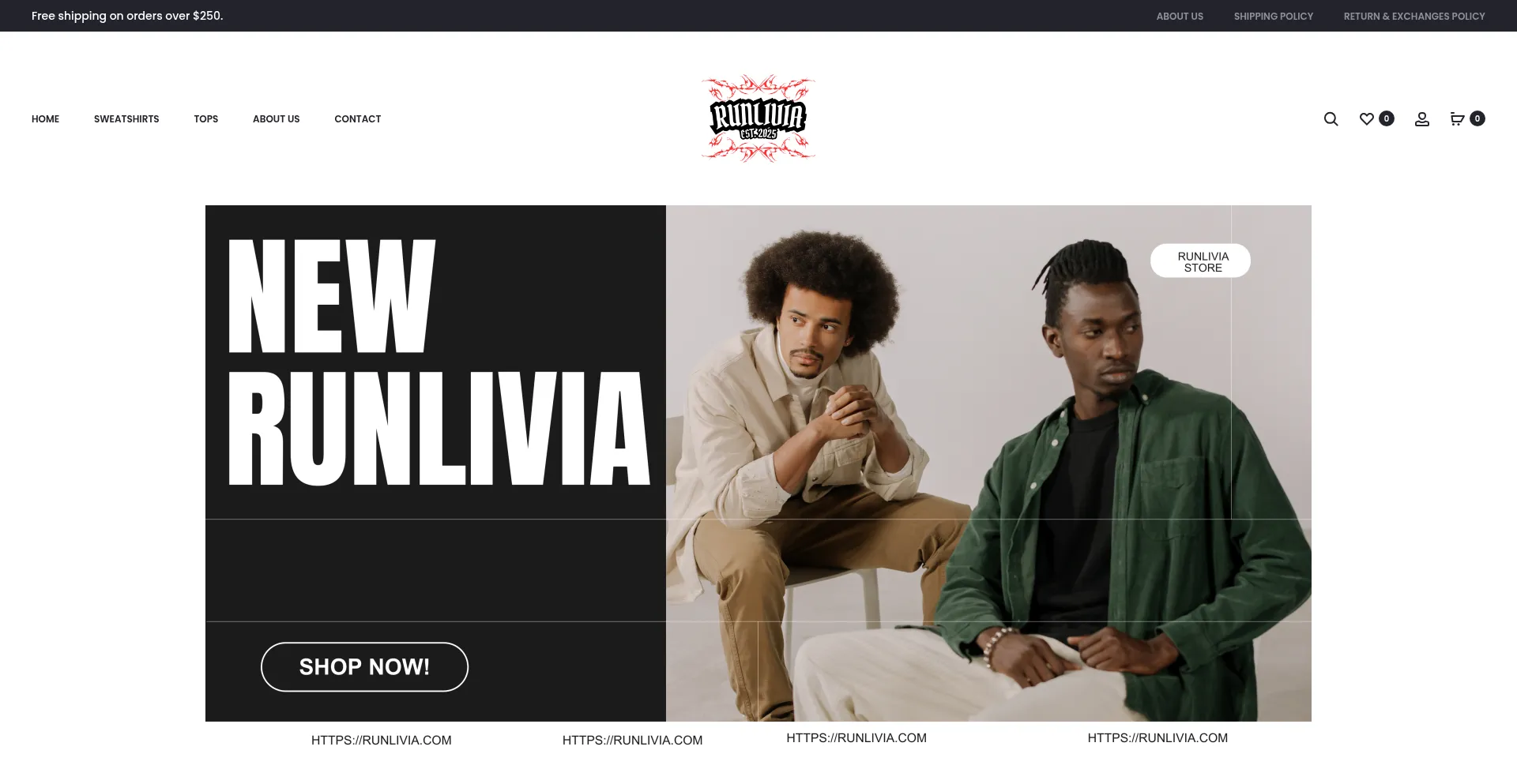Website screenshot of Runlivia.com