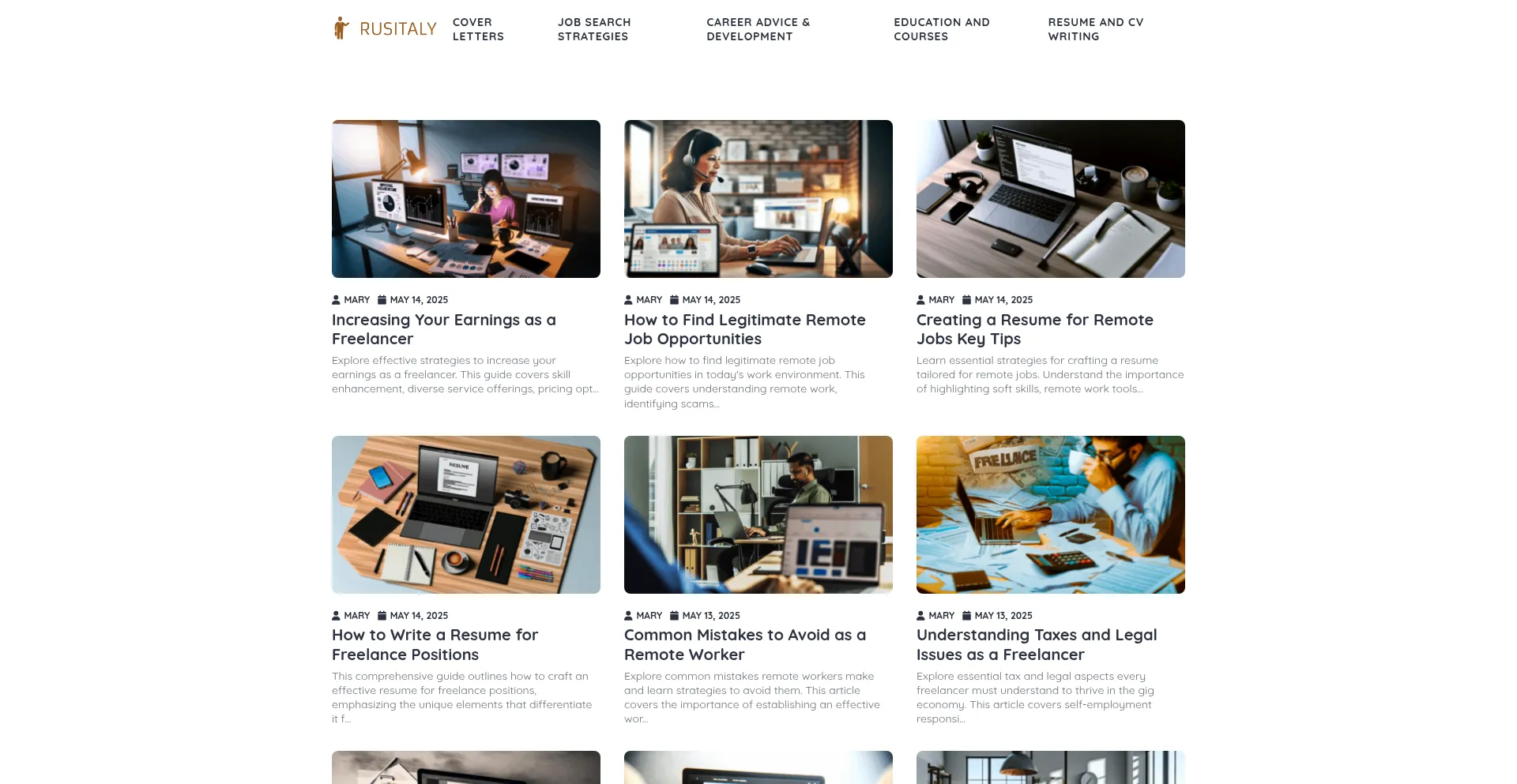 Website screenshot of Rusitaly.com