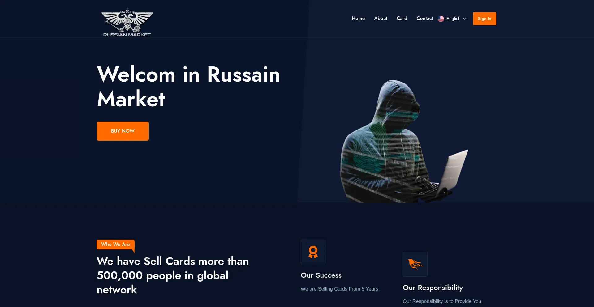 Website screenshot of Russainmarket.com