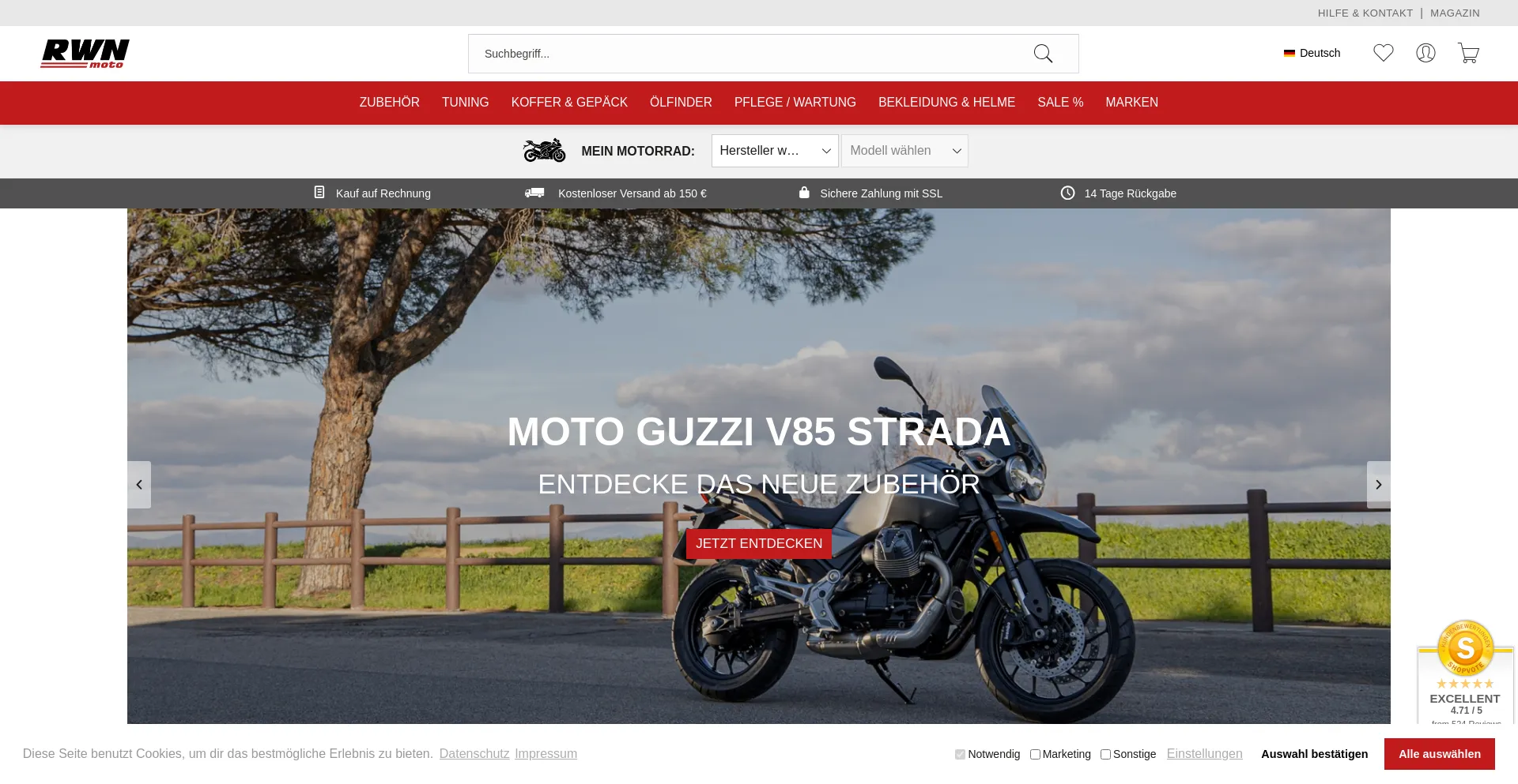Website screenshot of Rwn-moto.de