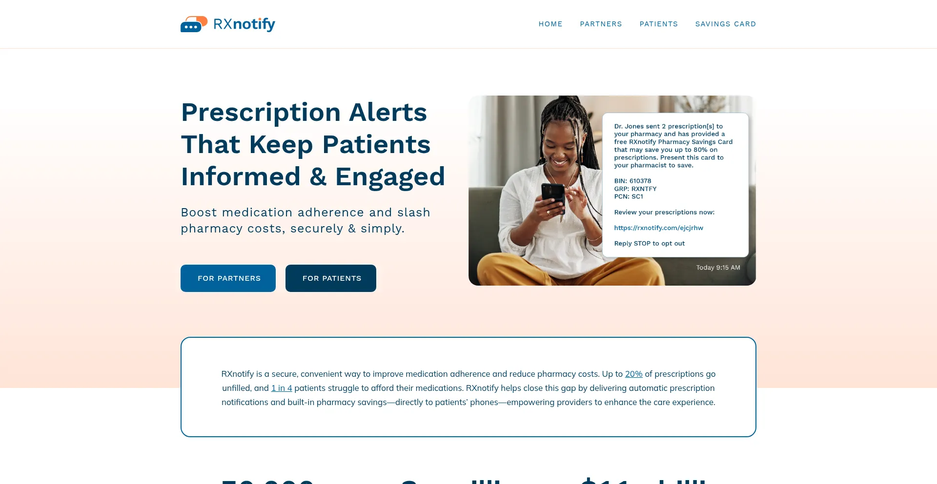 Website screenshot of Rxnotify.com