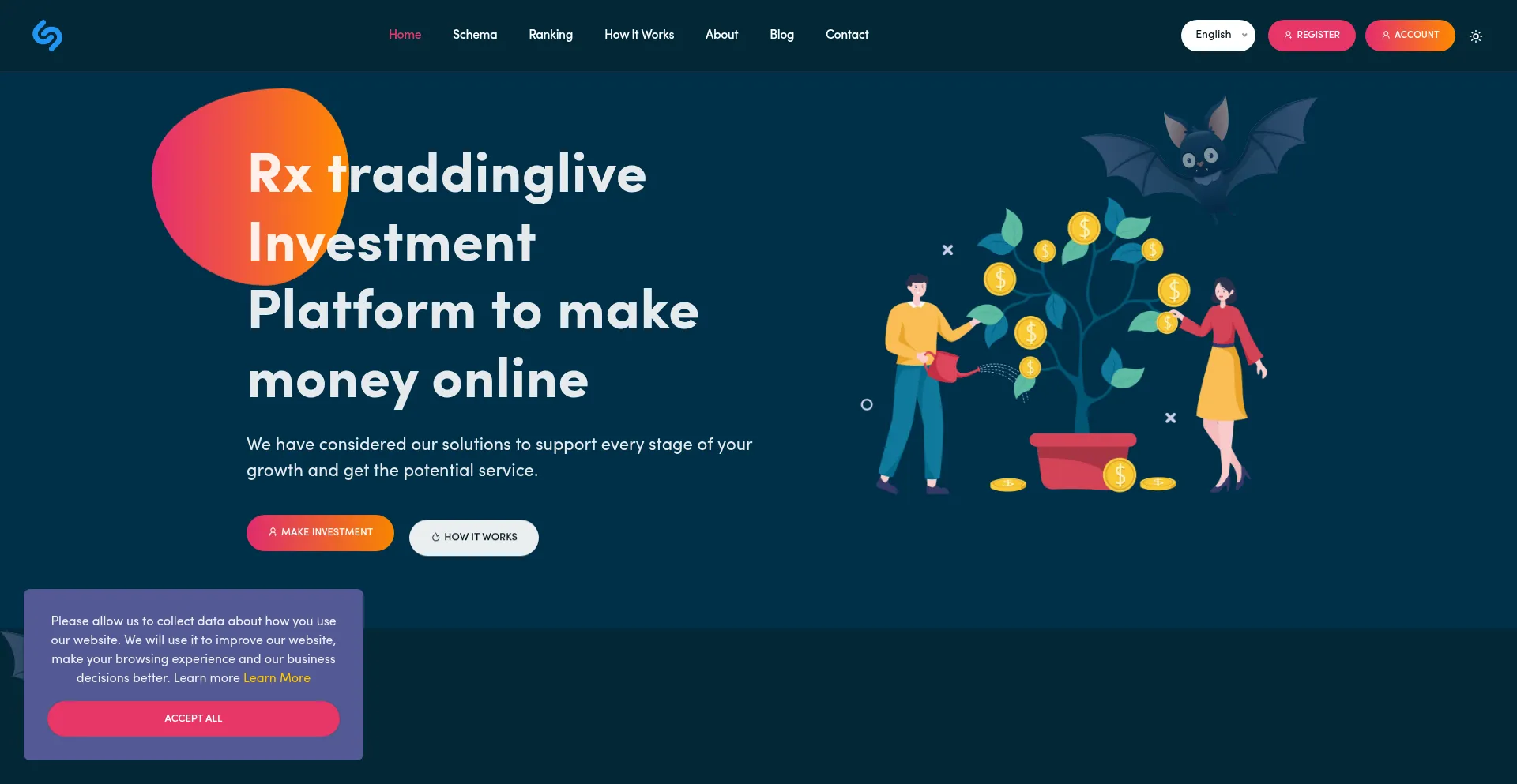 Website screenshot of Rxtraddinglive.com