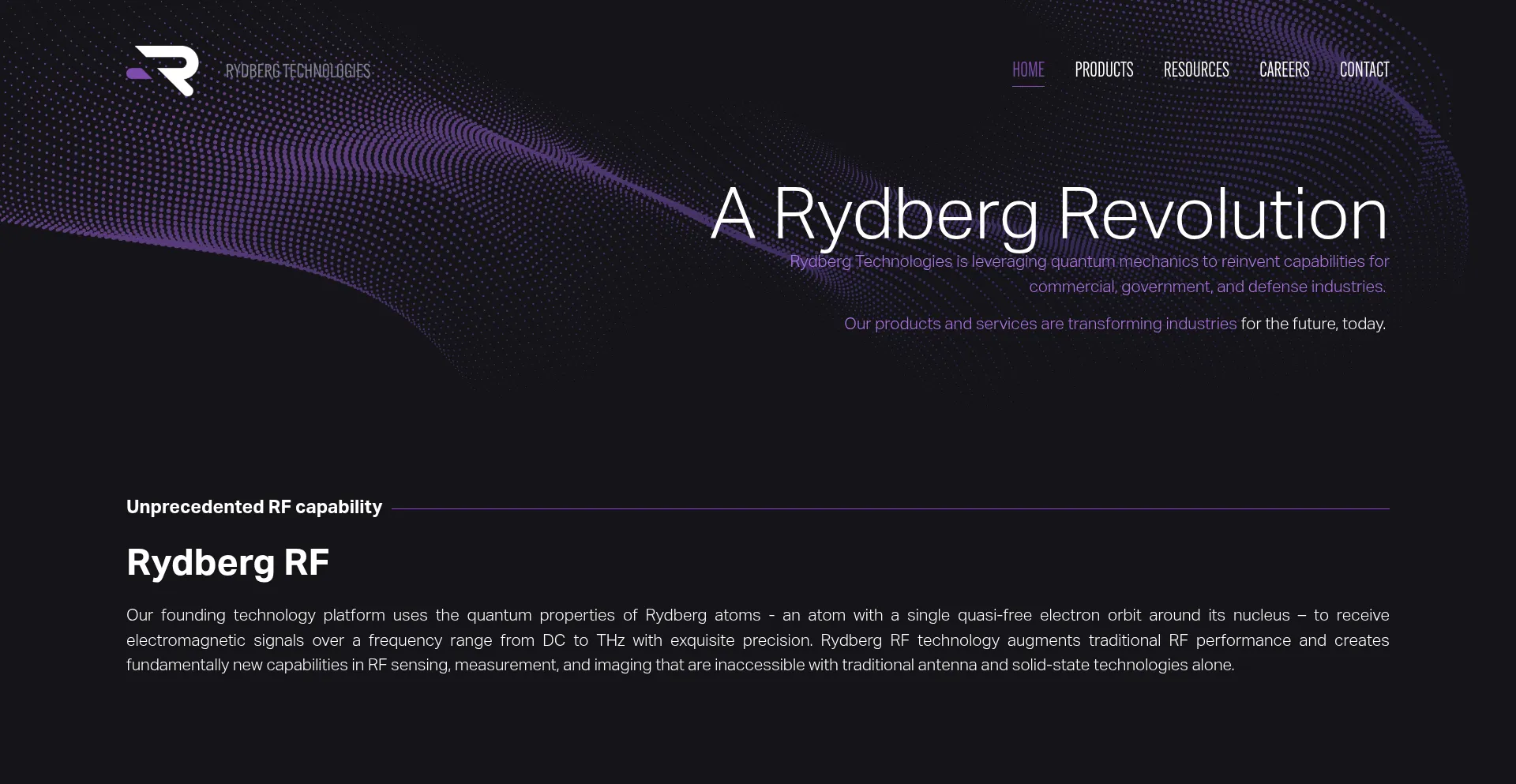 Website screenshot of Rydbergtechnologies.com