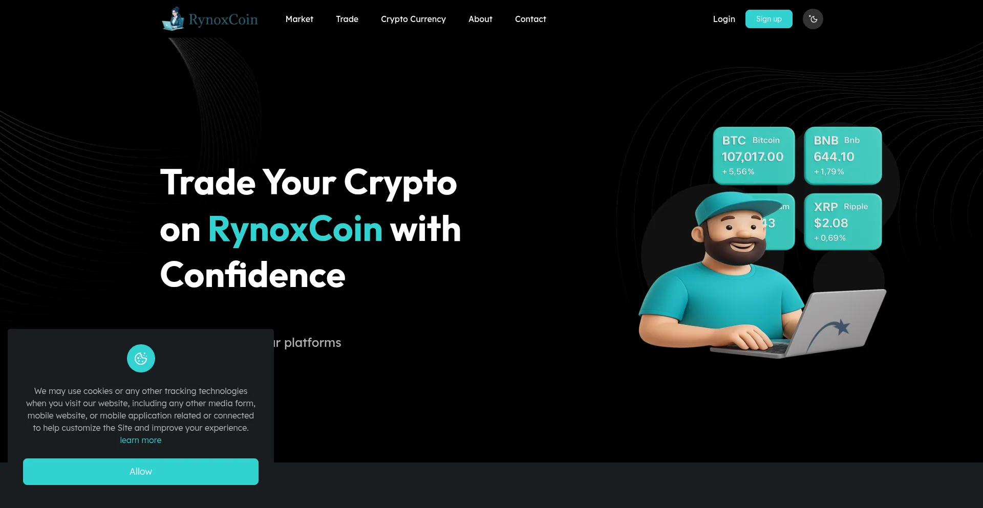Website screenshot of Rynoxcoin.com