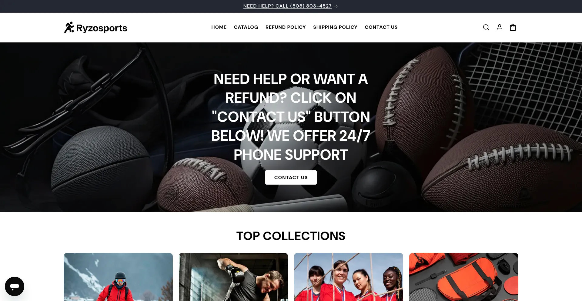 Website screenshot of Ryzosports.com