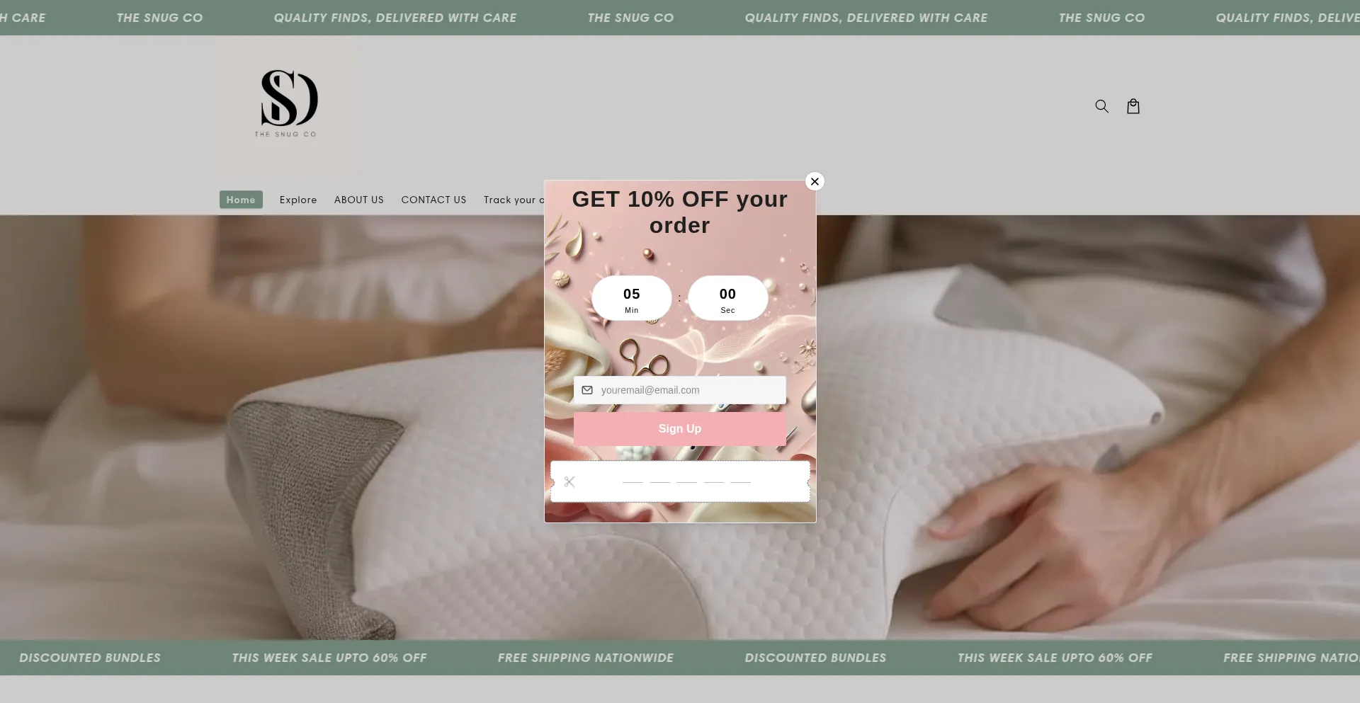 Website screenshot of S-snug.com