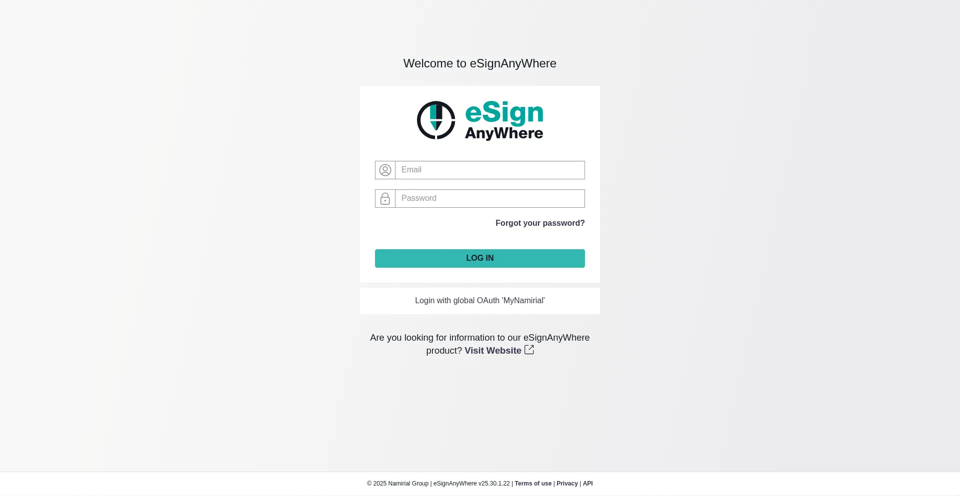 Website screenshot of Saas.esignanywhere.net