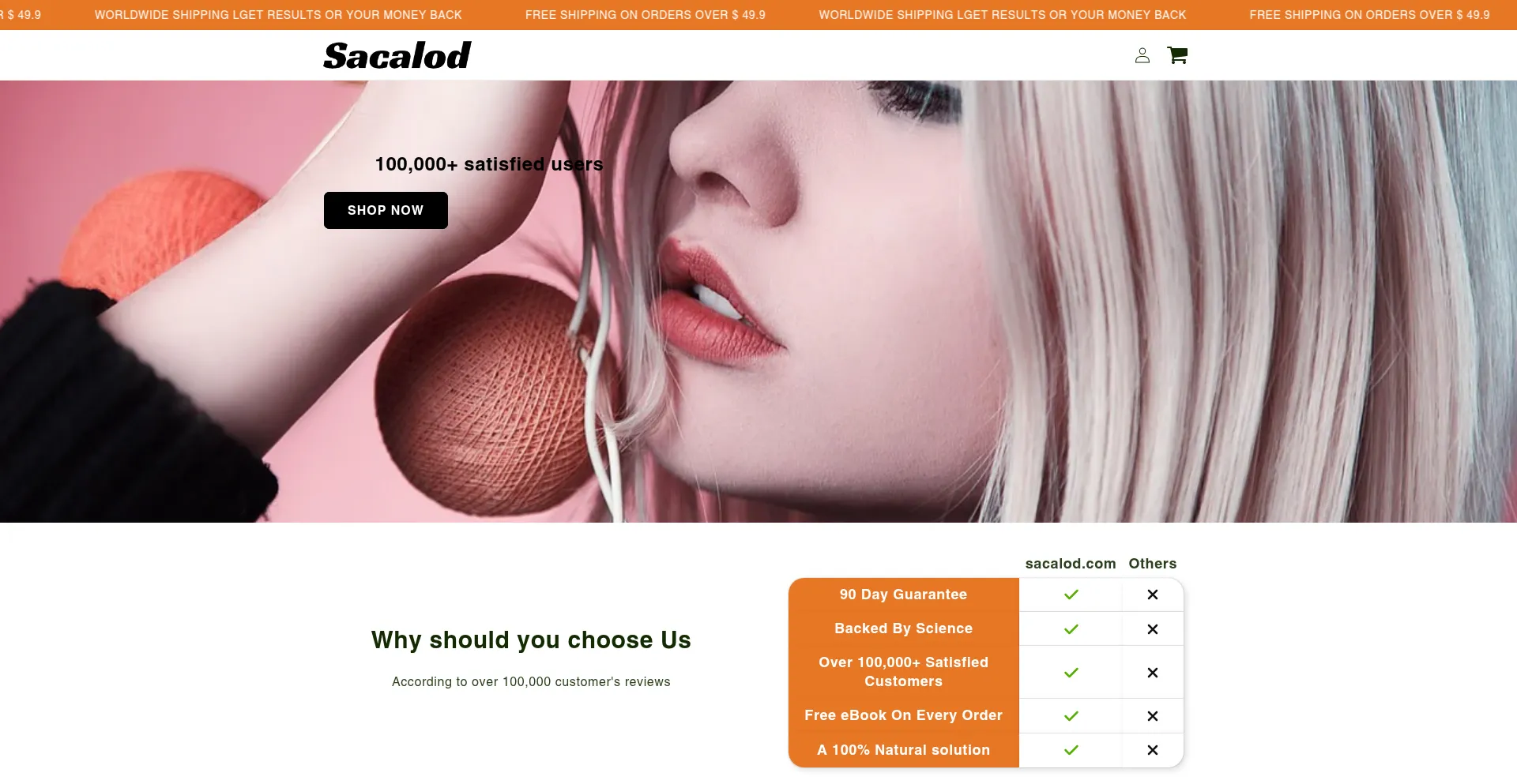 Website screenshot of Sacalod.com