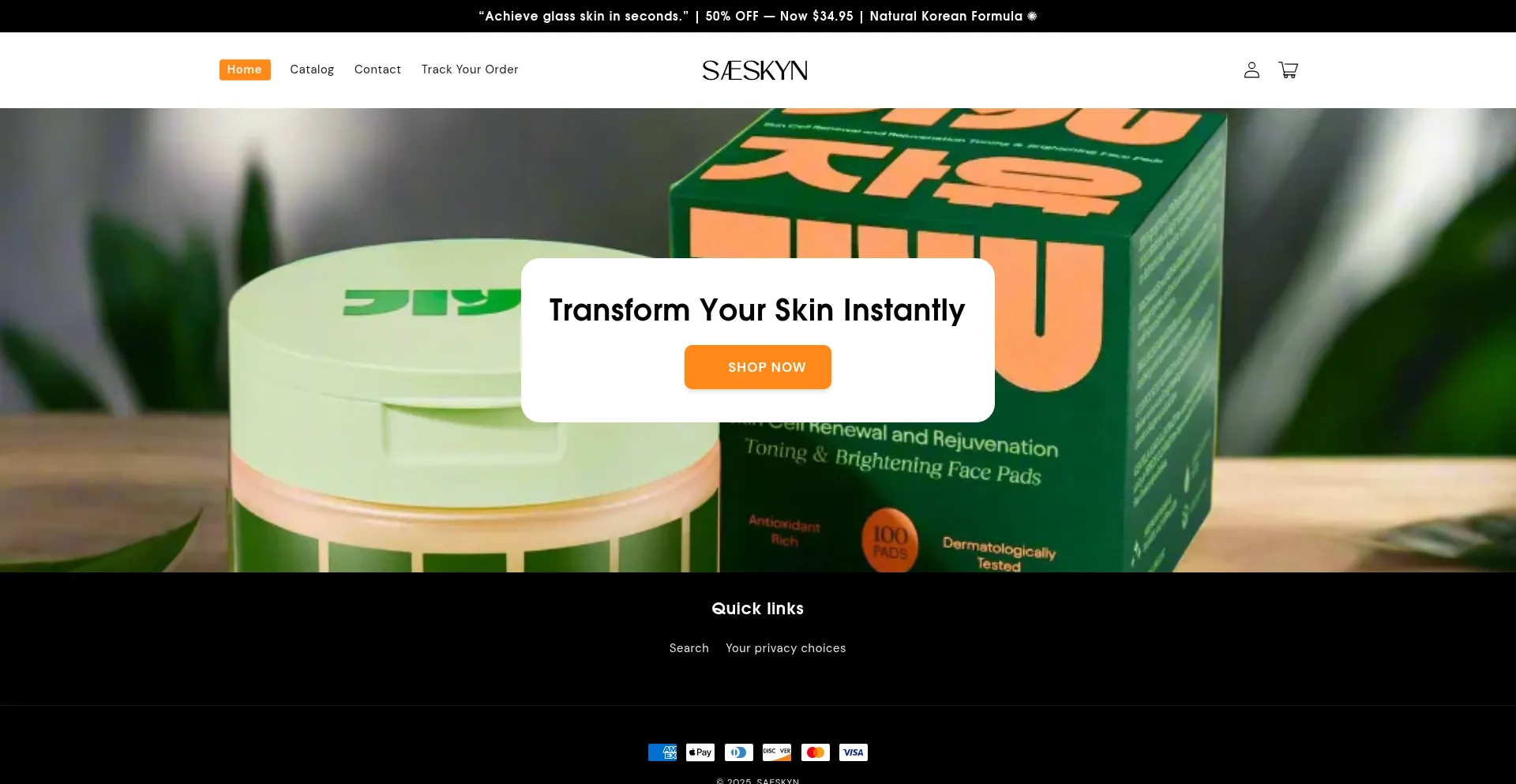 Website screenshot of Saeskyn.com