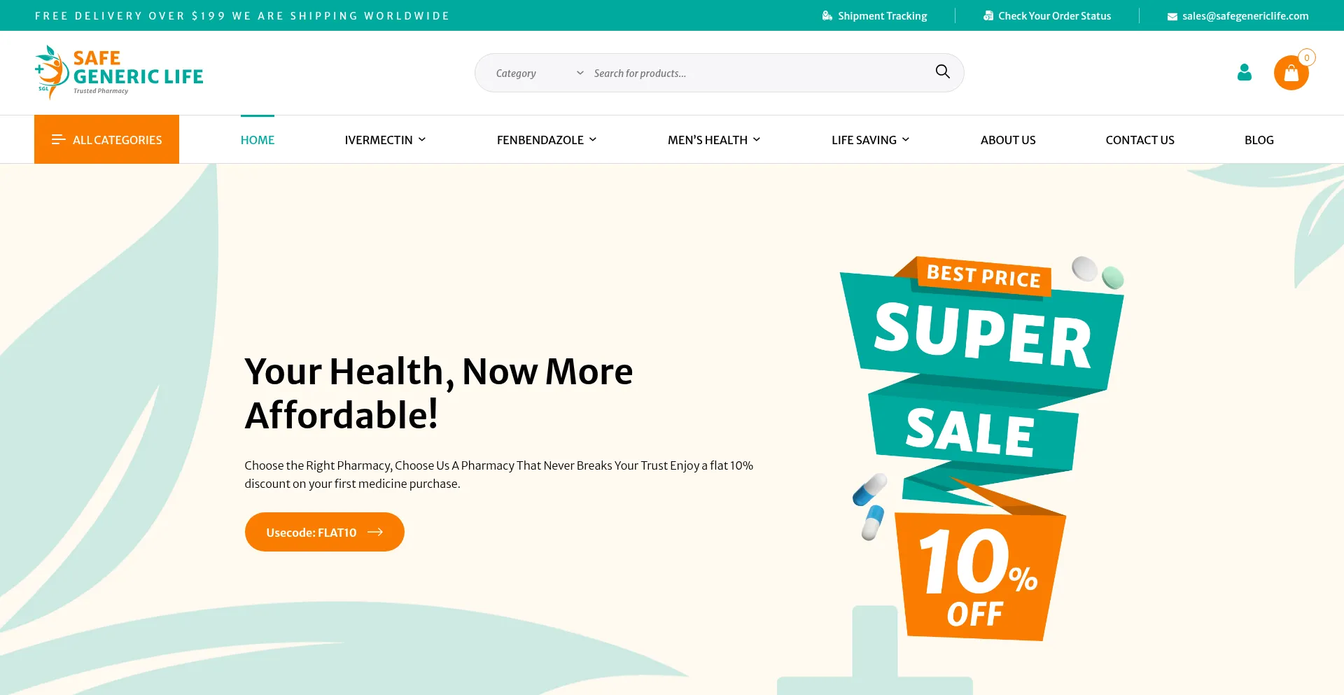 Website screenshot of Safegenericlife.com