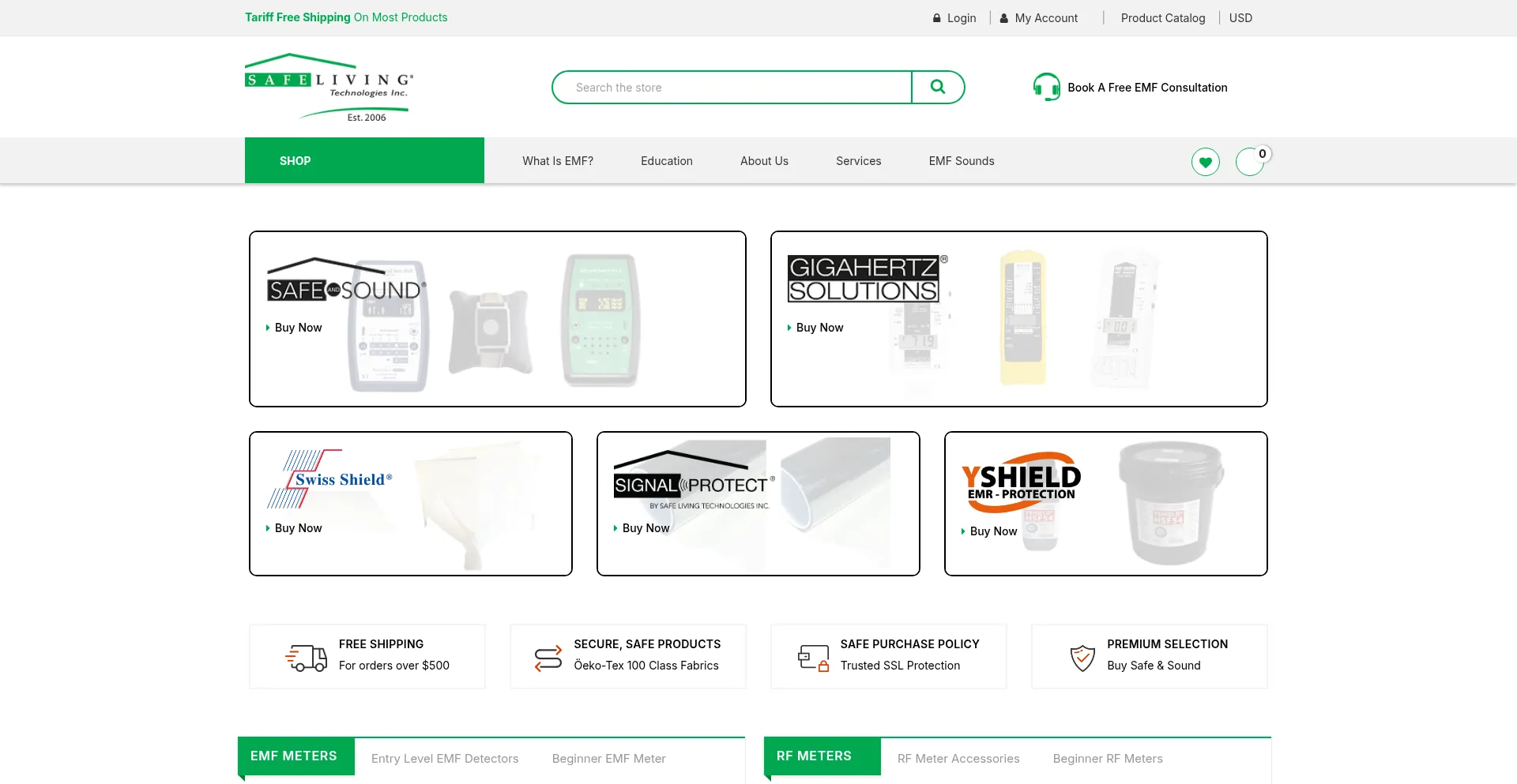 Website screenshot of Safelivingtechnologies.com