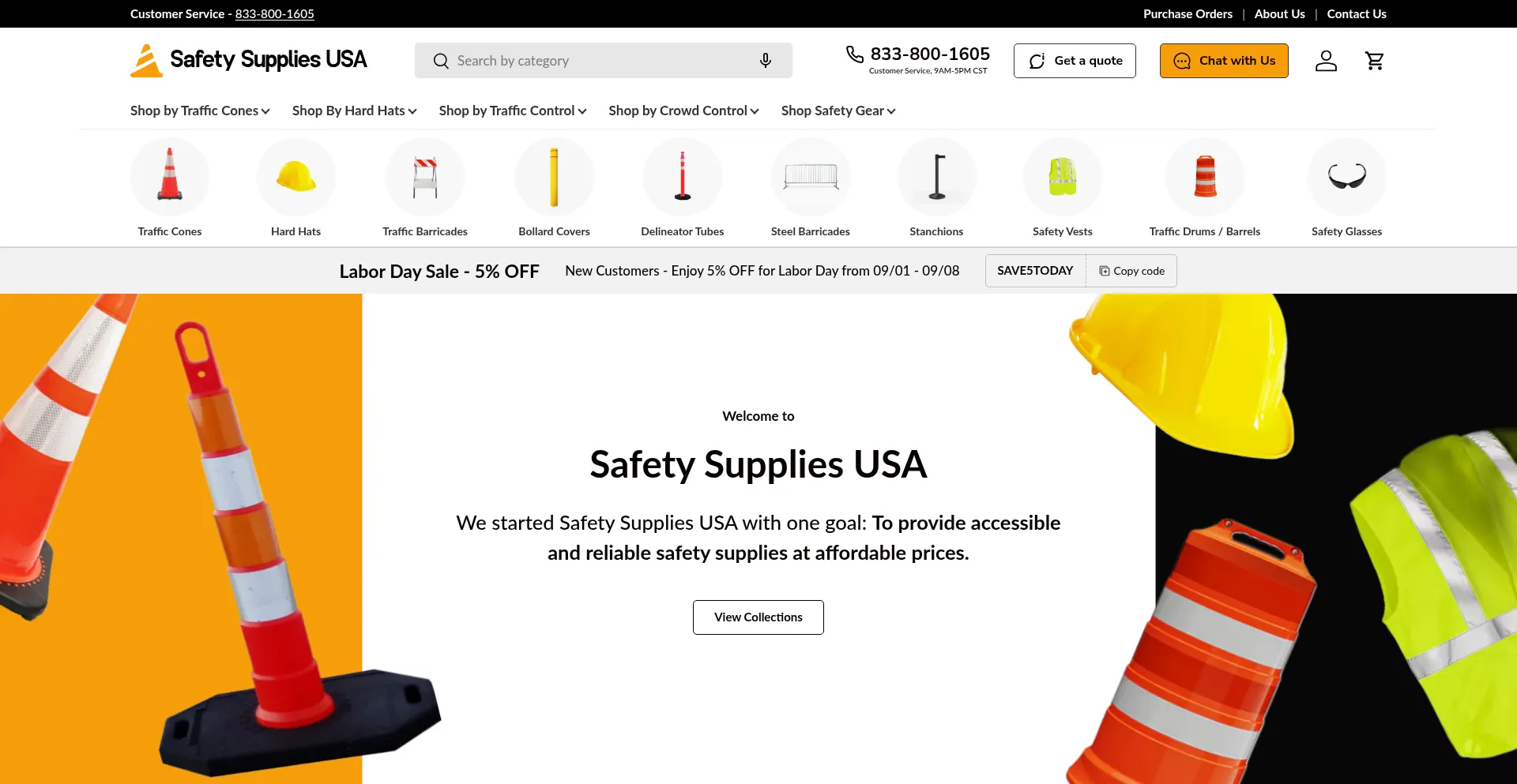 Website screenshot of Safetysuppliesusa.com