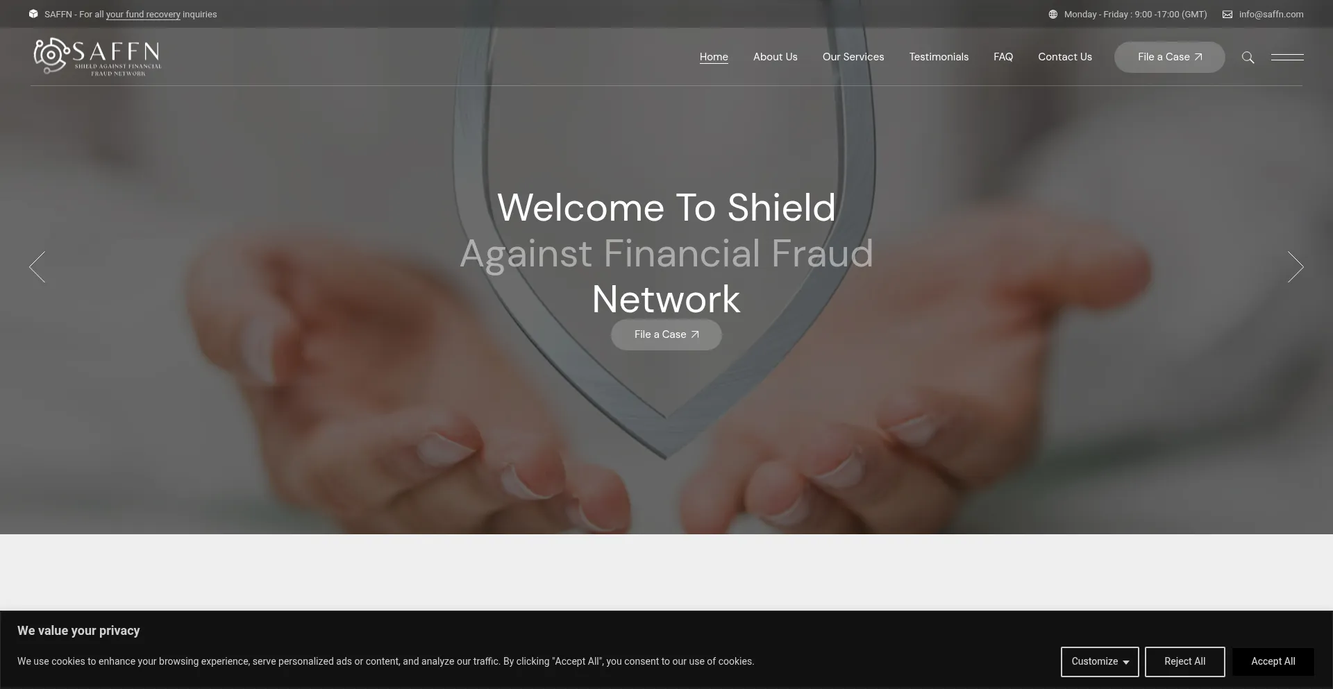 Website screenshot of Saffn.com