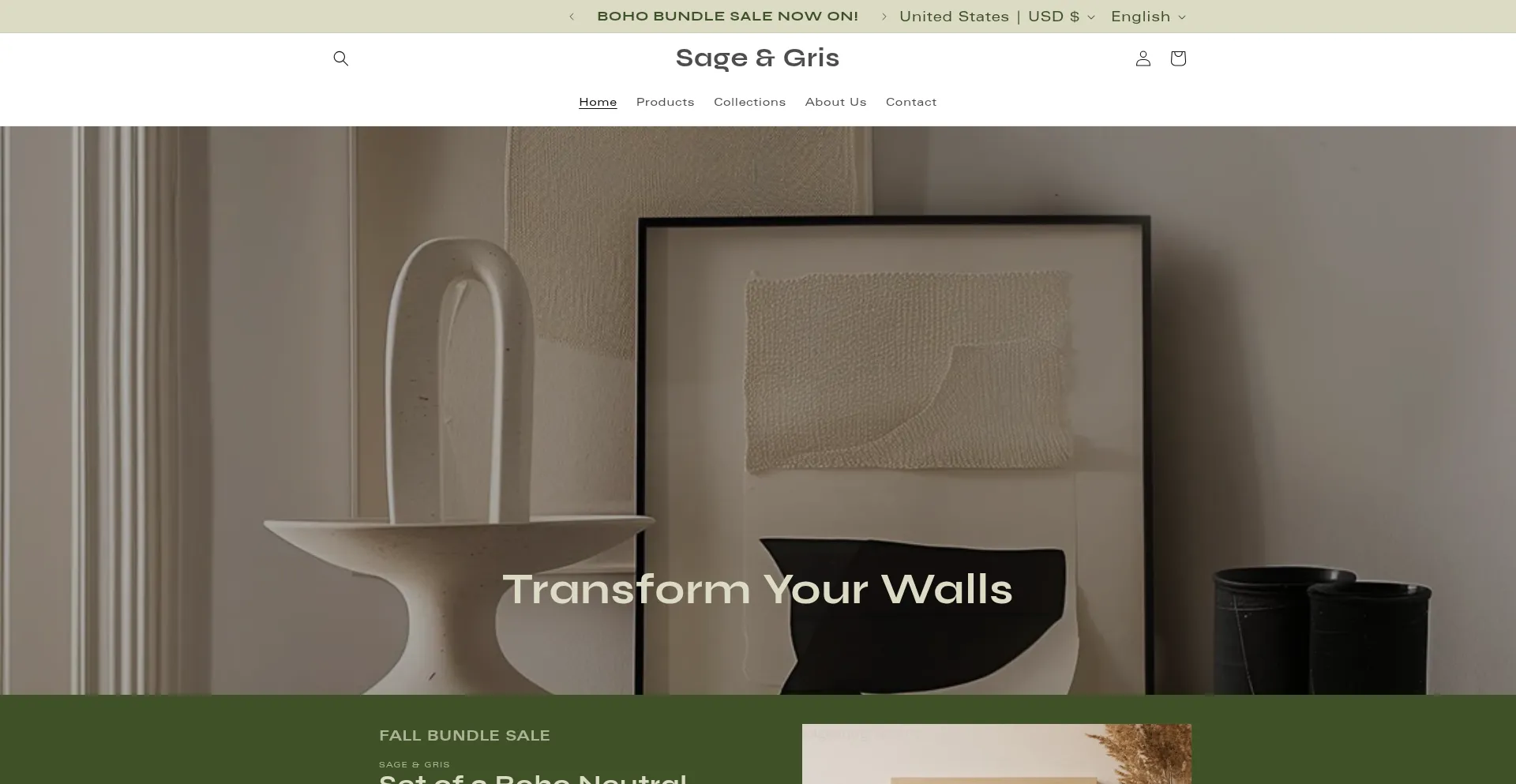 Website screenshot of Sageandgris.com