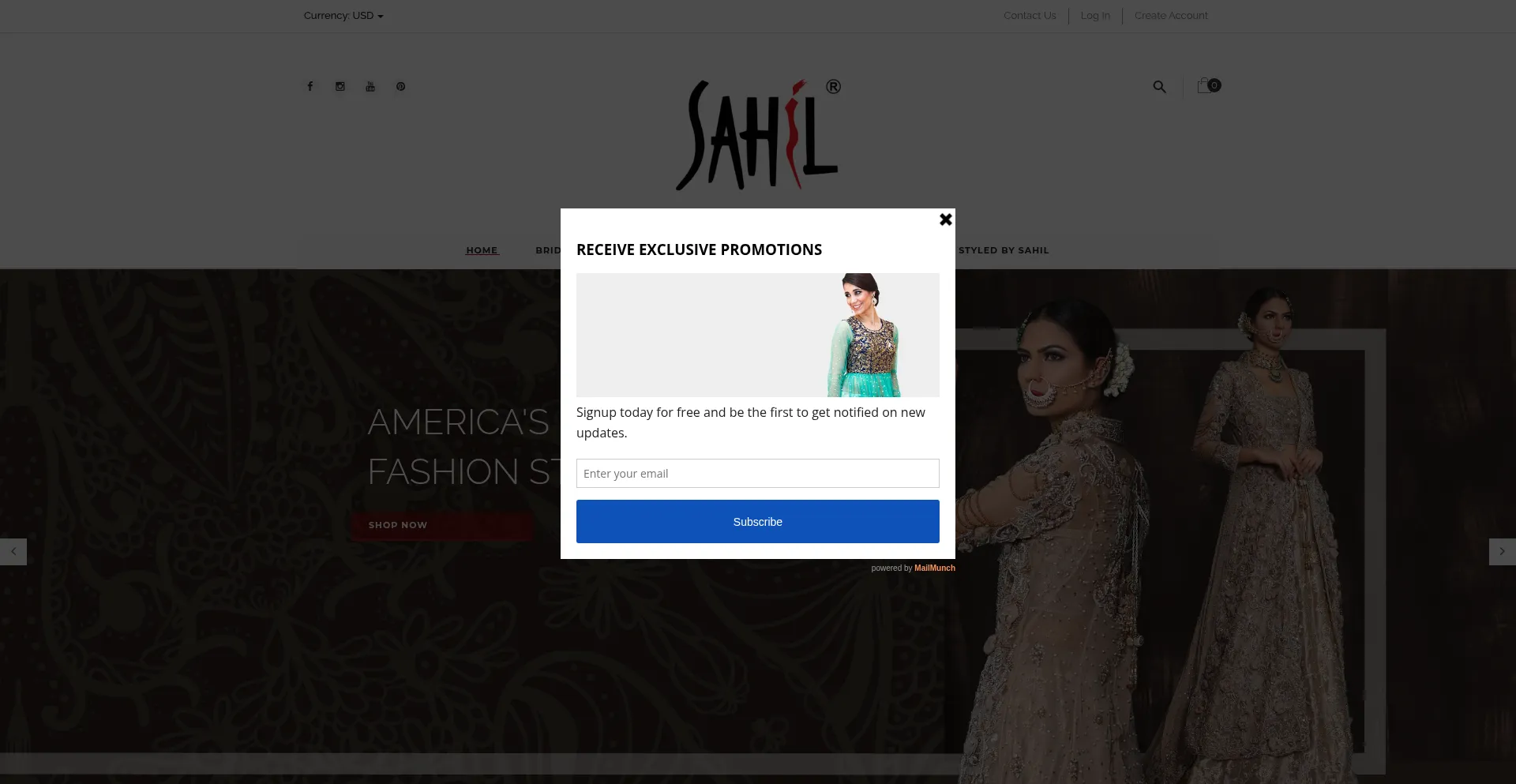 Website screenshot of Sahil.com