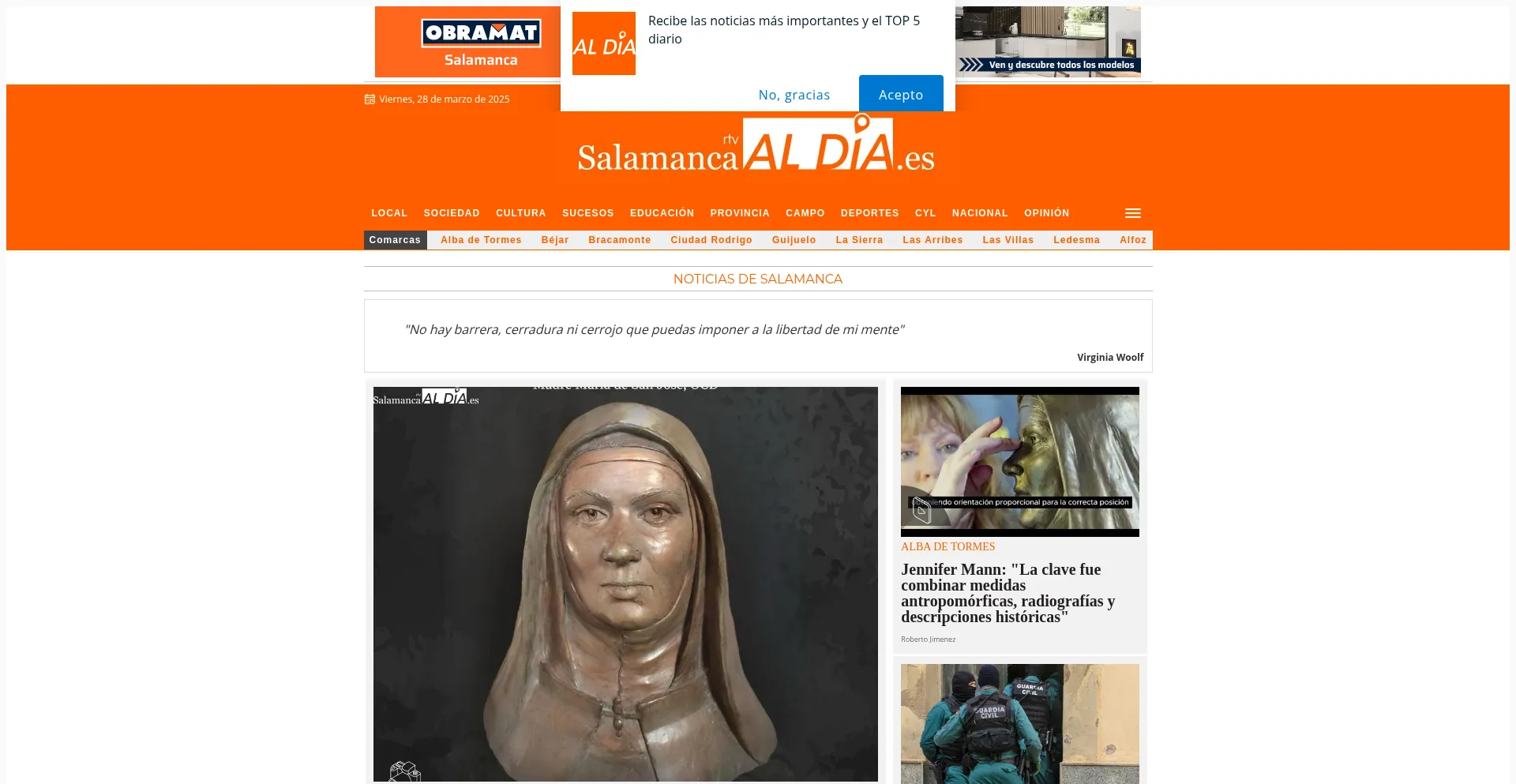 Website screenshot of Salamancartvaldia.es
