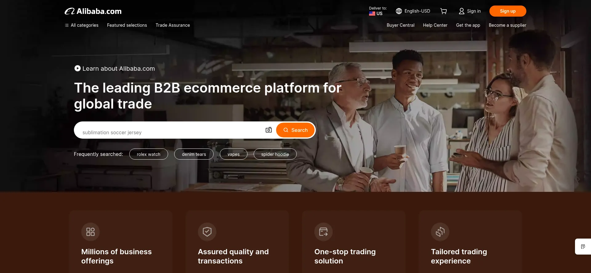 Website screenshot of Sale.alibaba.com