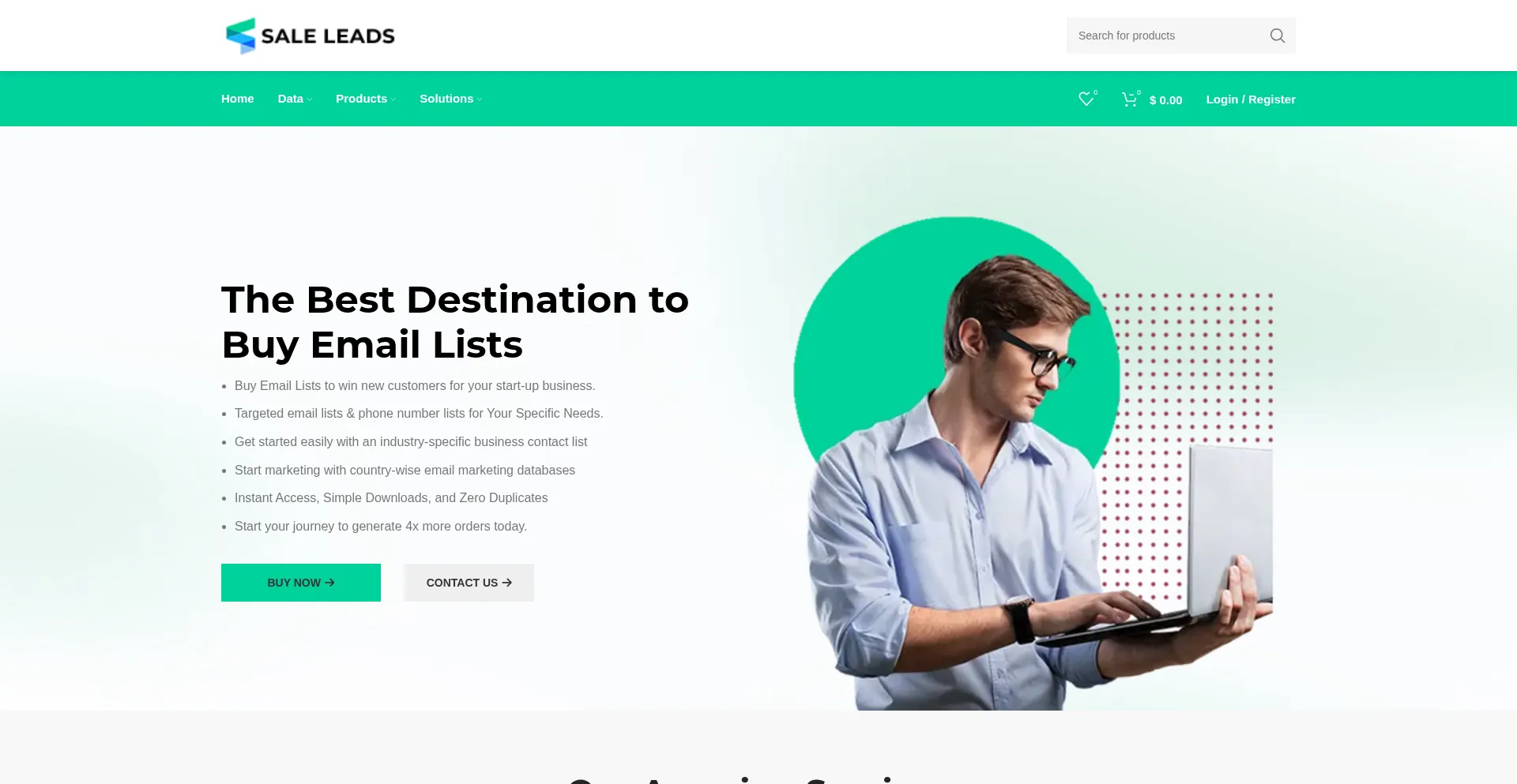Website screenshot of Saleleads.net