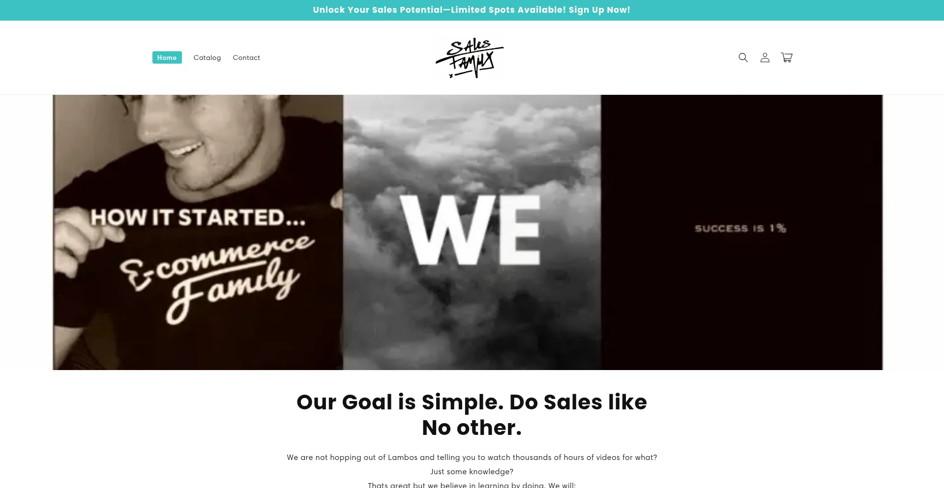 Website screenshot of Salesfam.org