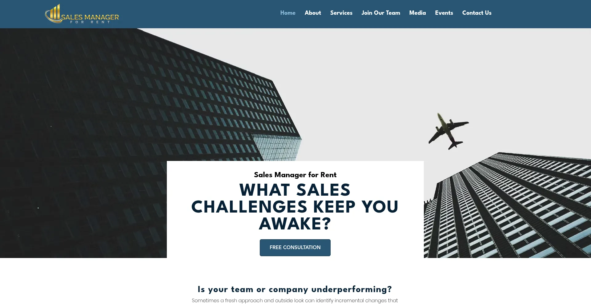 Website screenshot of Salesmanagerforrent.com