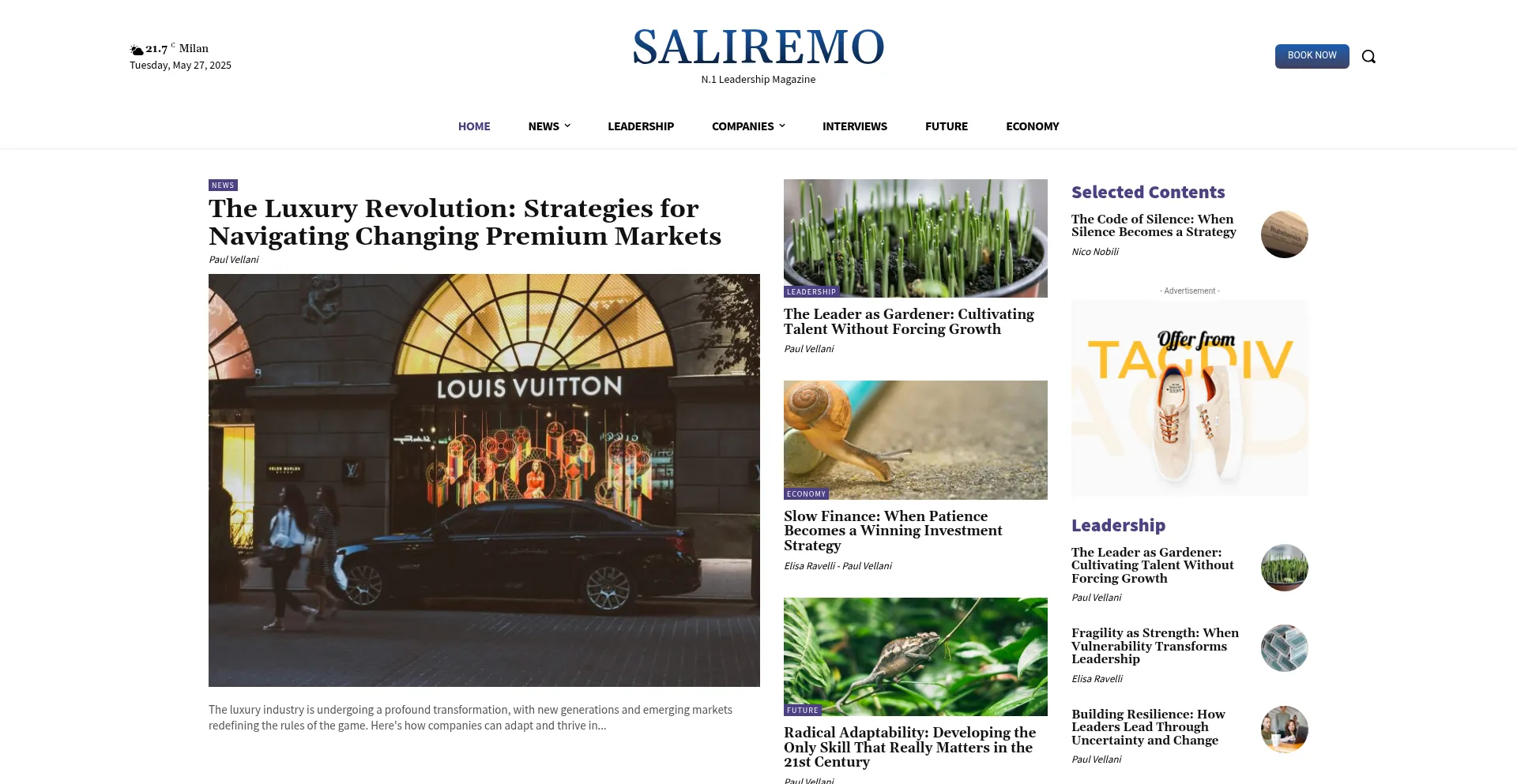 Website screenshot of Saliremo.com