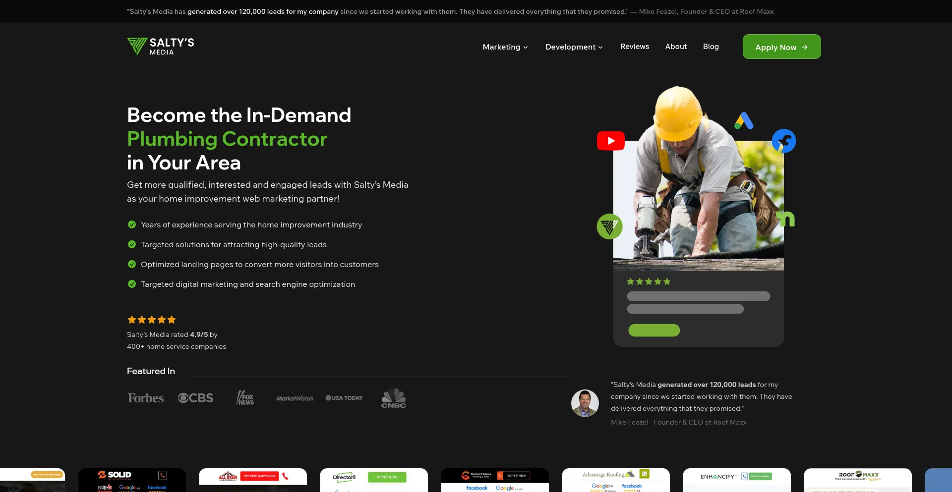 Website screenshot of Saltysmedia.com