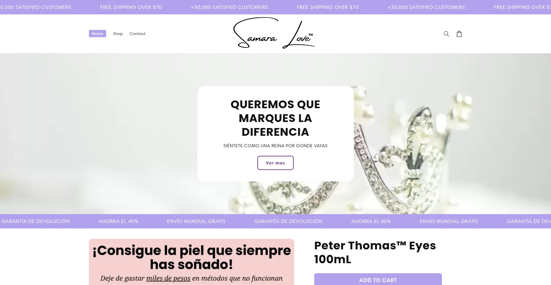 Website screenshot of Samaralove.com