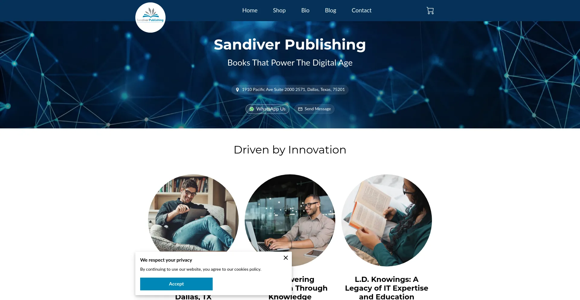 Website screenshot of Sandiverpublishing.com