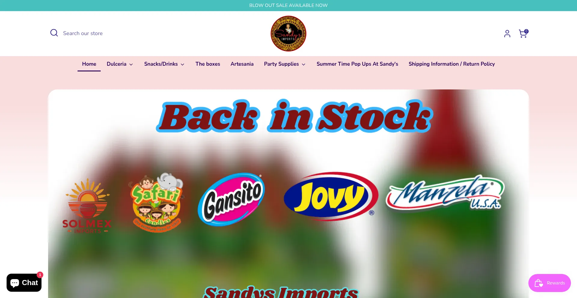 Website screenshot of Sandysimports.com
