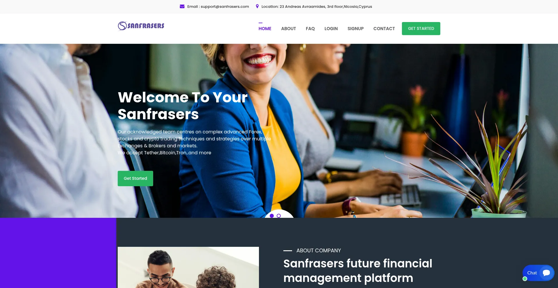 Website screenshot of Sanfrasers.com